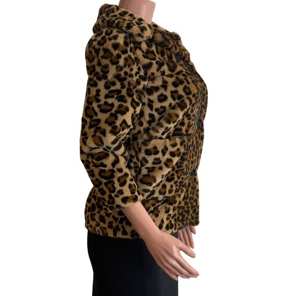 Zadig & Voltaire Madeleine Leopard Faux Fur Coat Kids Girls 10 Tan Brown - Read - Picture 6 of 16
